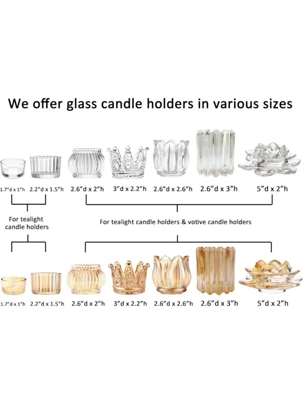 30 PCS Clear Glass Tealight Candle Holders for Weddings & Parties, 1.5